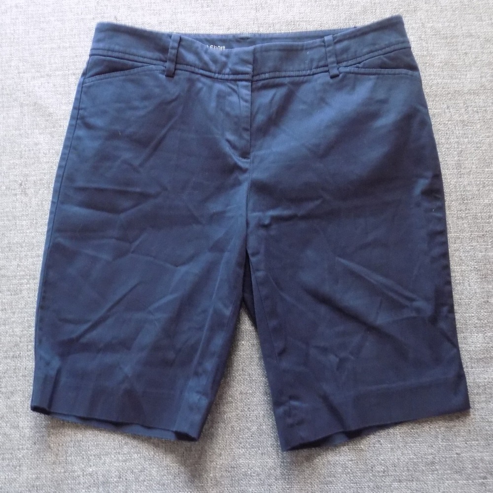 Talbots Perfect Short Women 4P Navy Blue Good Cotton Stretch Mid Rise Chino